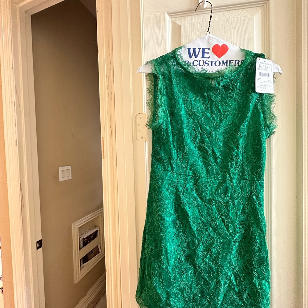 Nwt lace green Zara dress size large